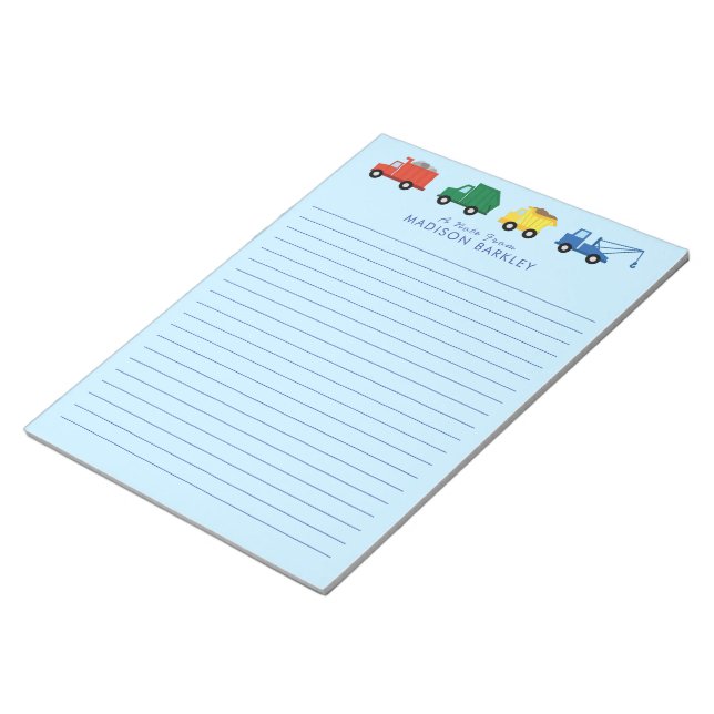 Camions Boy's Cute Kid's Stationnaire Bloc-notes (Incliné)