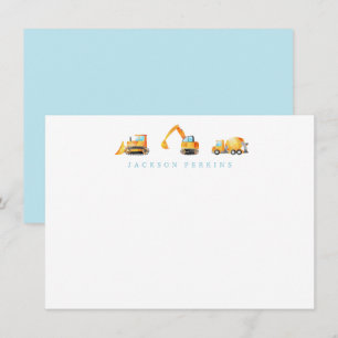 Camions de construction Papier à lettres Cartes po