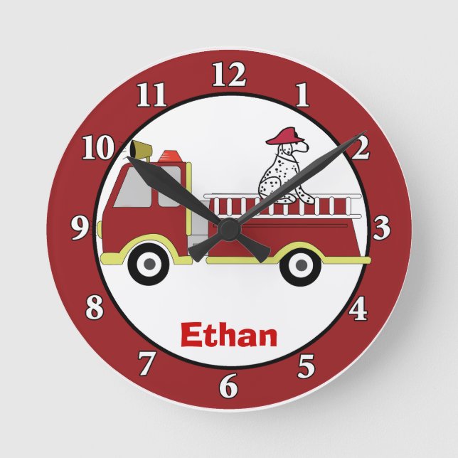 Camions d'incendie et horloge murale de Chien dalm (Recto)