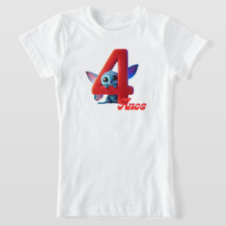 Camisa básica para niña cumpleaños 4 años T-Shirt
