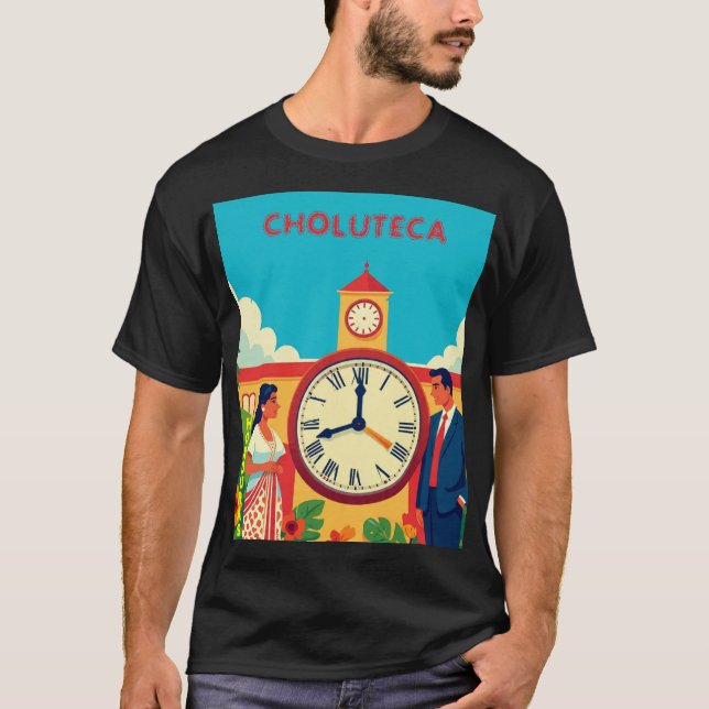 CAMISAS Honduras CHOLUTECA RELOJ Retro poster T-Shirt (Vorderseite)