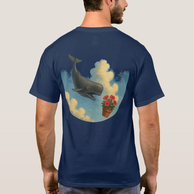 Camiseta Adulto Whale And Bowl Of Petunias - Back T-Shirt (Rückseite)