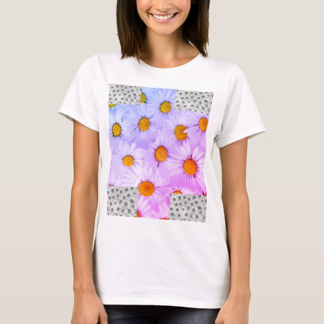 Camiseta blanca floral mujer T-Shirt (Vorderseite)