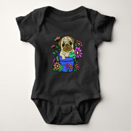 camiseta cachorrinho fofo nas flores baby strampler