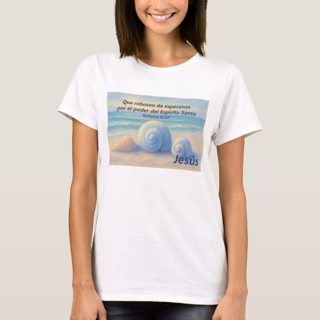 Camiseta caracolas de Mar con Versículo Romanos T-Shirt (Vorderseite)