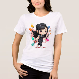 Camiseta chibi Estampado divertido Moda casual Art Tri-Blend Shirt