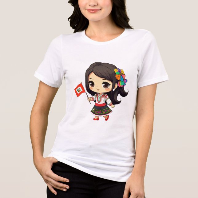 Camiseta chibi Estampado divertido Moda casual Art Tri-Blend Shirt (Vorderseite)