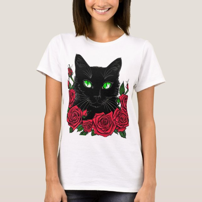 Camiseta com estampa de gato  T-Shirt (Vorderseite)