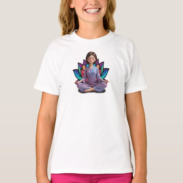 Camiseta Fem Infantil Básica Meditação-3 T-Shirt (Vorderseite)