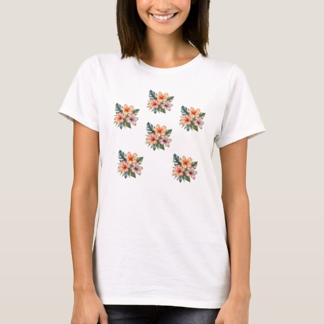Camiseta Feminina Básica Floral1 T-Shirt (Vorderseite)