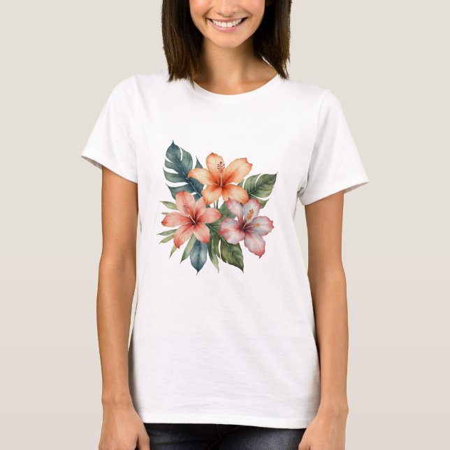 Camiseta Feminina Básica Floral-6 T-Shirt (Vorderseite)
