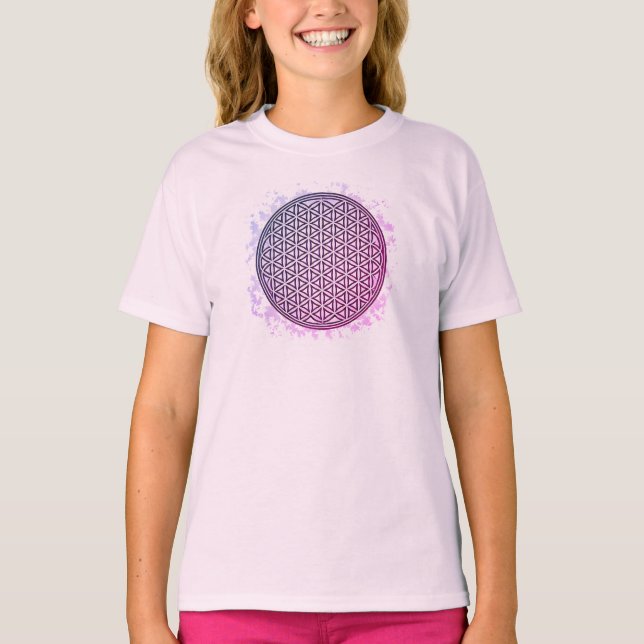 Camiseta Feminina Juvenil Básica Flôr da Vida-19 T-Shirt (Vorderseite)