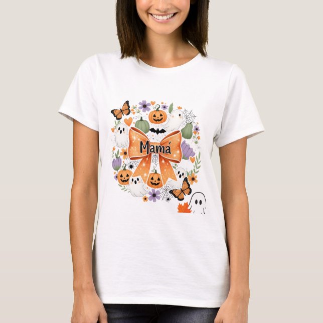 Camiseta Floral y de Calabazas para Mamá T-Shirt (Vorderseite)