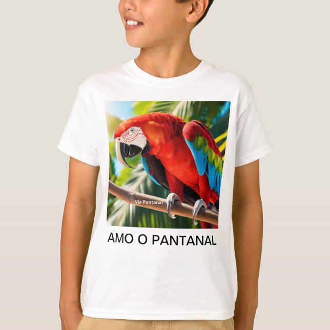 Camiseta Infantil Básica Arara Vermelha T-Shirt (Vorderseite)