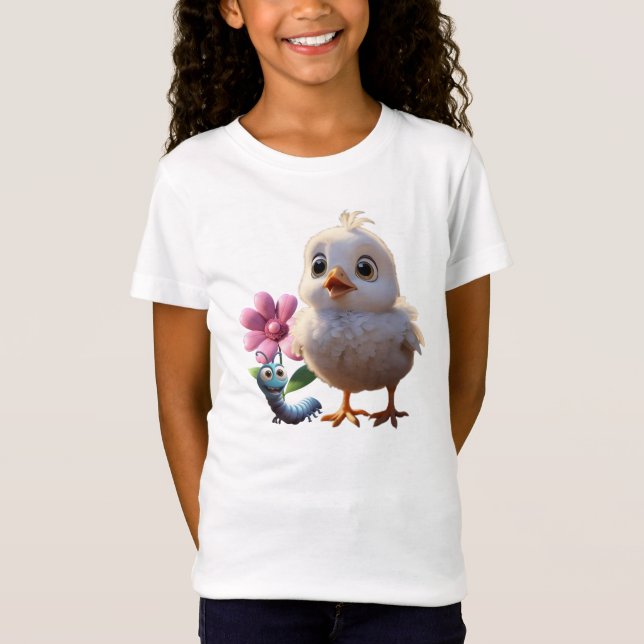Camiseta Infantil Feminina Pintinho em Jersey Fina T-Shirt (Vorderseite)