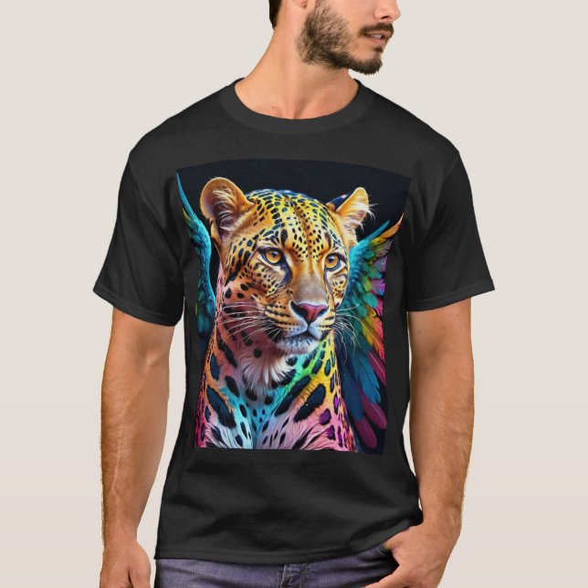 Camiseta Leopardo Multicolorido com Asas T-Shirt (Vorderseite)