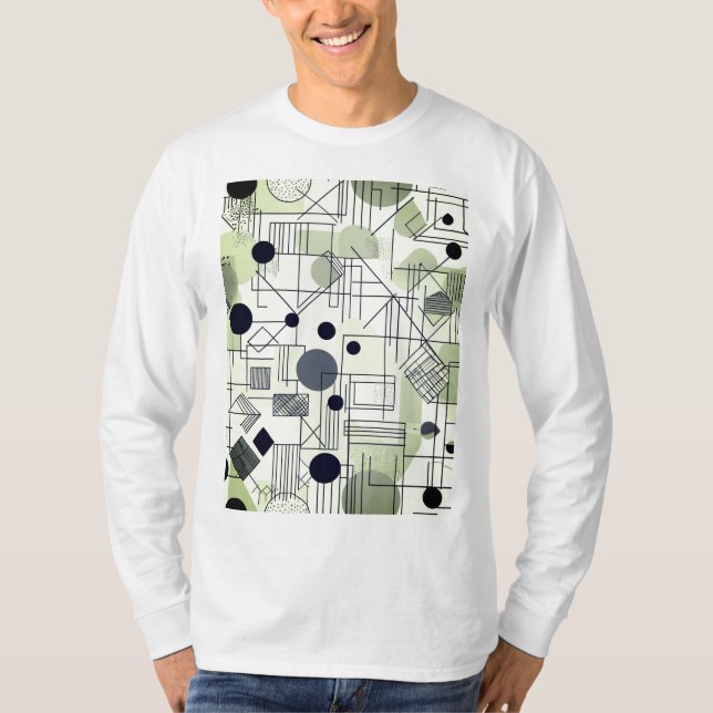 Camiseta Masculina Abstrato Básica Manga Longa T-Shirt (Vorderseite)