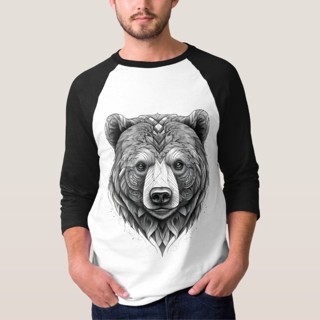 Camiseta Masculina Básica Urso Manga Raglan 34 3D T-Shirt (Vorderseite)