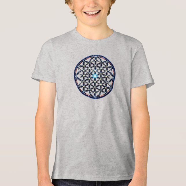 Camiseta Masculina Juvenil Básica Flôr da Vida-10 Tri-Blend Shirt (Vorderseite)