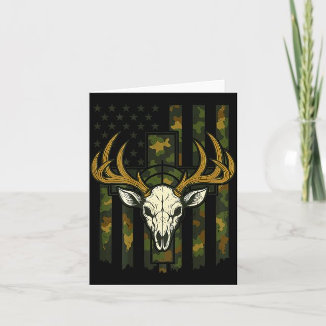 Camo American Flag Elk Skull Deer Hunting Youth Bo Karte (Vorderseite)