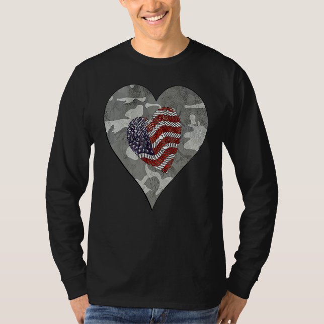 Camo American Usa Camouflage  Distressed Camo Flag T-Shirt (Vorderseite)