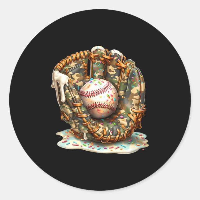 Camo Baseball Gloves Lifestyle 101 Apparel Drip Ic Runder Aufkleber (Vorderseite)