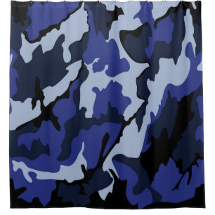 Camo bleu, rideau en douche