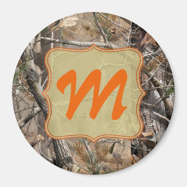 Camo Camouflage Chasse Monogramme Aimant initial (Devant)