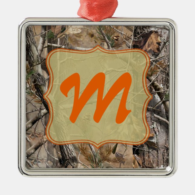 Camo Camouflage Hunting Monogram Initial Ornament Aus Metall (Vorne)