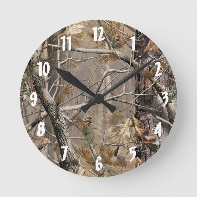 Camo Camouflage Hunting Real Tree Hunt Wall Clock Runde Wanduhr (Vorderseite)