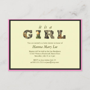 Camo C'est une invitation à un Baby shower féminin