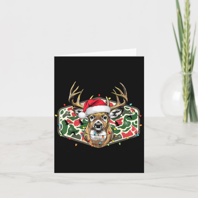Camo Christmas Santa Deer Hunting Season Holiday O Karte (Vorderseite)