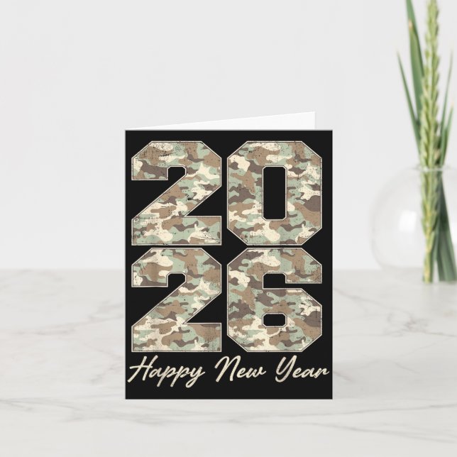 Camo Frohes Neues Jahr Party 2026 Familie Matching Karte (Vorderseite)