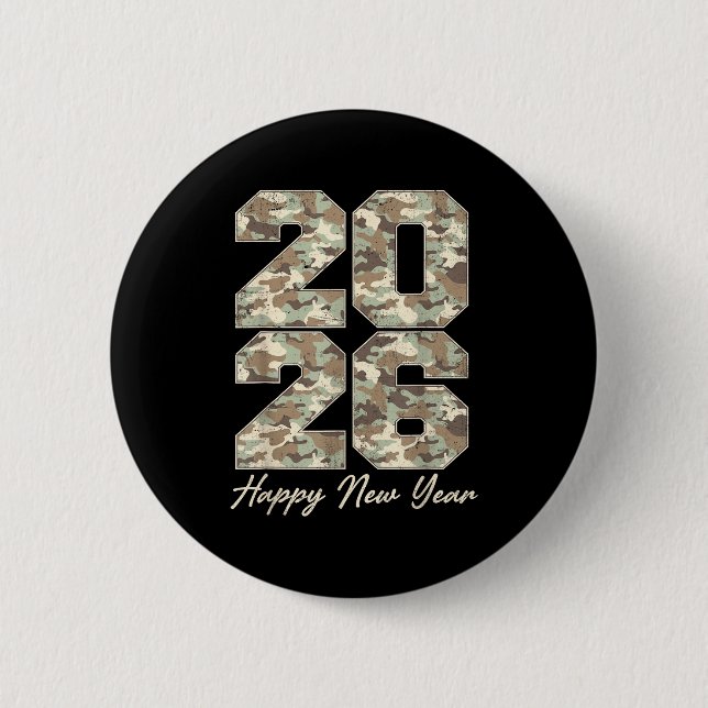 Camo Happy New Year Party 2026 Family Matching Cos Button (Vorderseite)