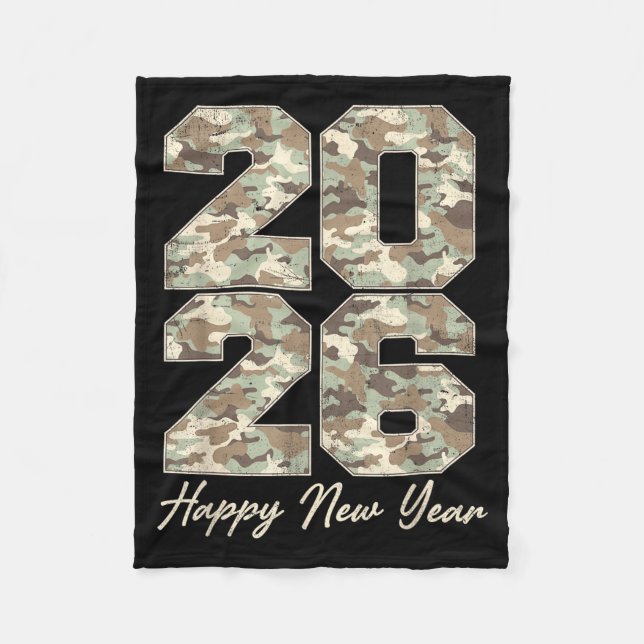 Camo Happy New Year Party 2026 Family Matching Cos Fleecedecke (Vorderseite)