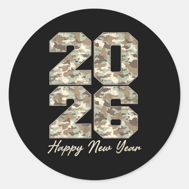 Camo Happy New Year Party 2026 Family Matching Cos Runder Aufkleber (Vorderseite)
