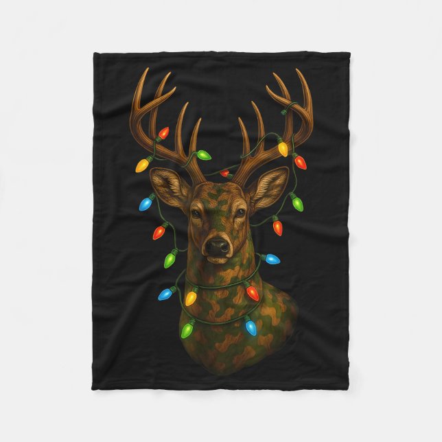 Camo Hunting Reindeer Deer Christmas Holiday Xmas  Fleecedecke (Vorderseite)