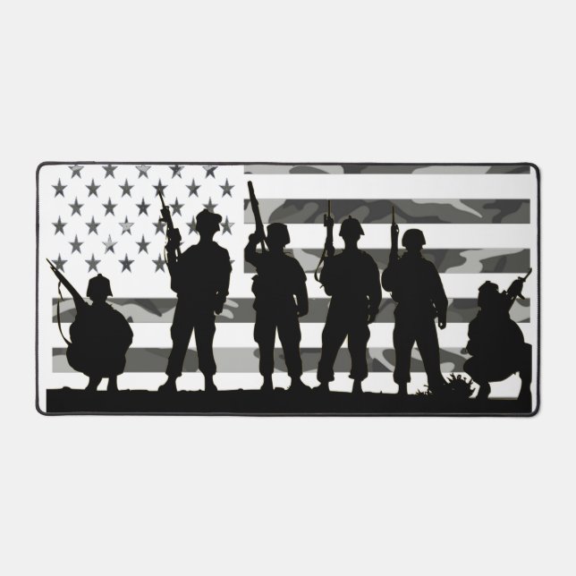 Camo noir et blanc cool Soldats du drapeau américa (Recto)