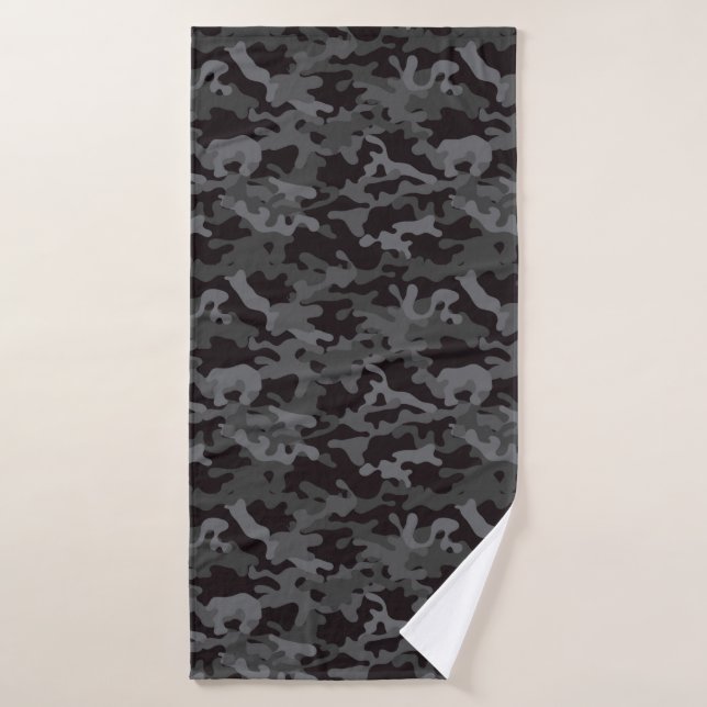 CAMO noir et gris  (Serviette de bain)