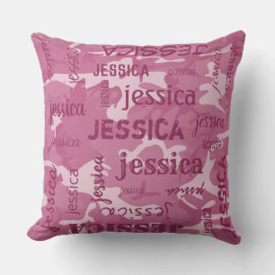 Camo personalisierte kürzere Name Rosa Kissen