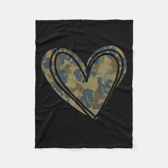 Camo Print Heart Valentines Day  Fleecedecke (Vorderseite)