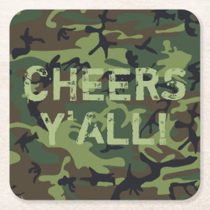Camo Prost Ihr Alle Rechteckiger Pappuntersetzer