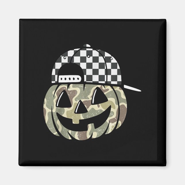 Camo Pumpkin Jack O Lantern Face Camouflage Hallow Magnet (Vorne)
