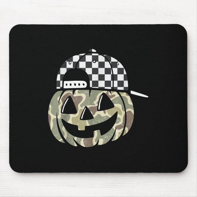 Camo Pumpkin Jack O Lantern Face Camouflage Hallow Mousepad (Vorne)