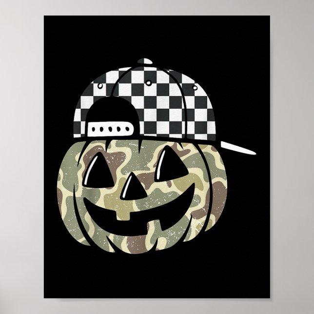 Camo Pumpkin Jack O Lantern Face Camouflage Hallow Poster (Vorne)