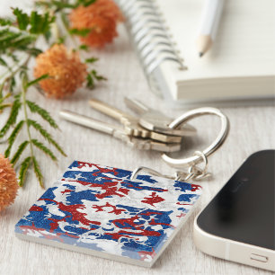 Camo rouge, blanc et bleu avec paillettes pour le