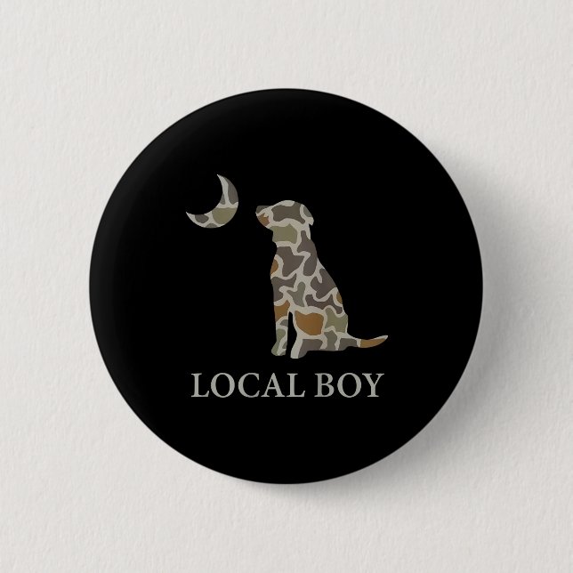 Camo Southern Local Boy Duck Hunting Black Lab Out Button (Vorderseite)