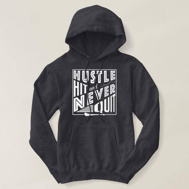 Camogie Hustle Hit & Never Quit, GAA Gaelic Games Hoodie (Design vorne)