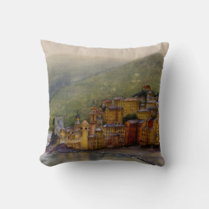 Camogli, Italien Aquarellmalerei, Kissen