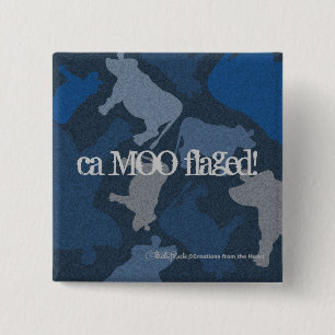 CaMOOflage Kuh-Collage in blau Button